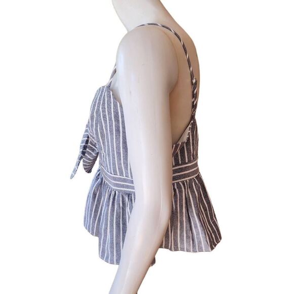 NWT English Factor Blue & White Striped Peplum Tank Top (L) - Picture 7 of 9